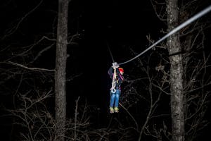 Night ziplining at Canaan Zipline Canopy Tours near Charlotte