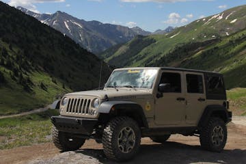 4 Door Jeep Rubicon in the mountains.