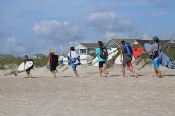 Boys at surfboard camp