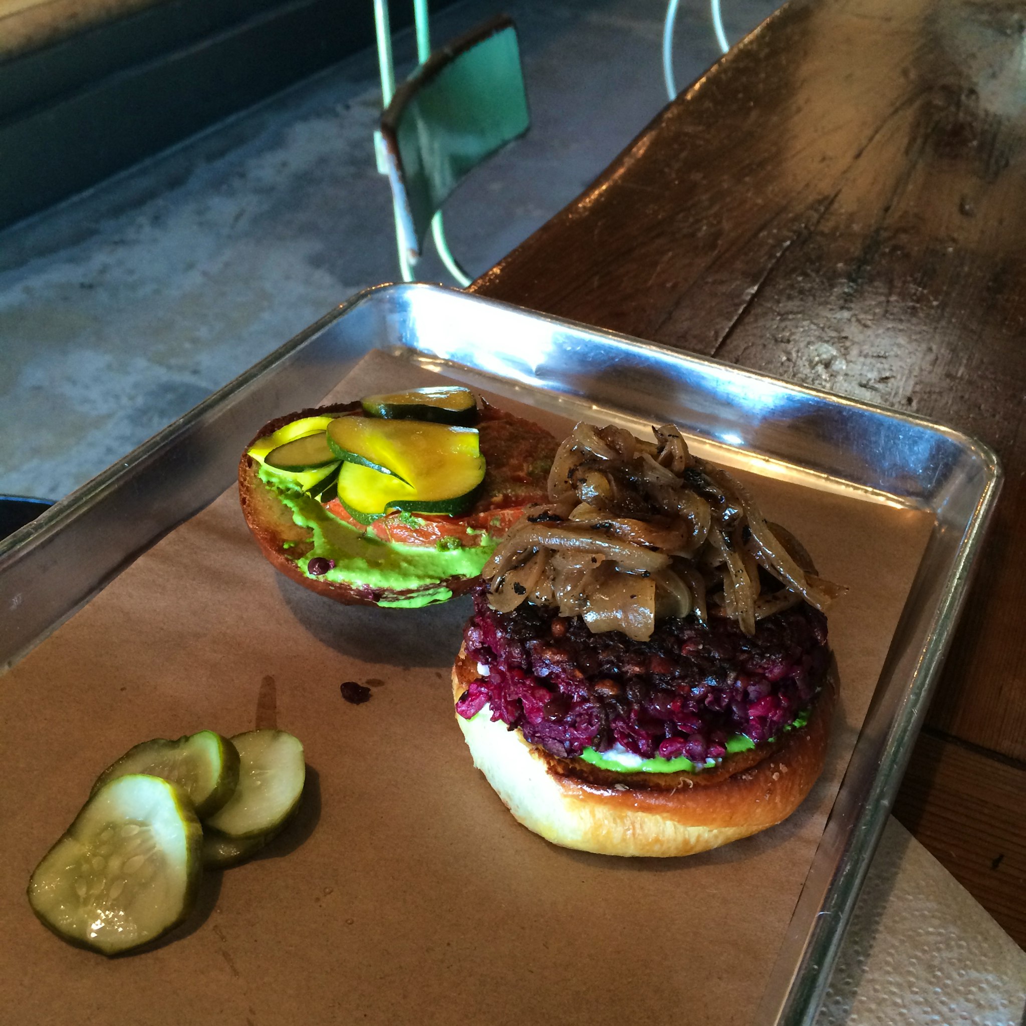 Veggie Burger made with beets from Butcher & Bee