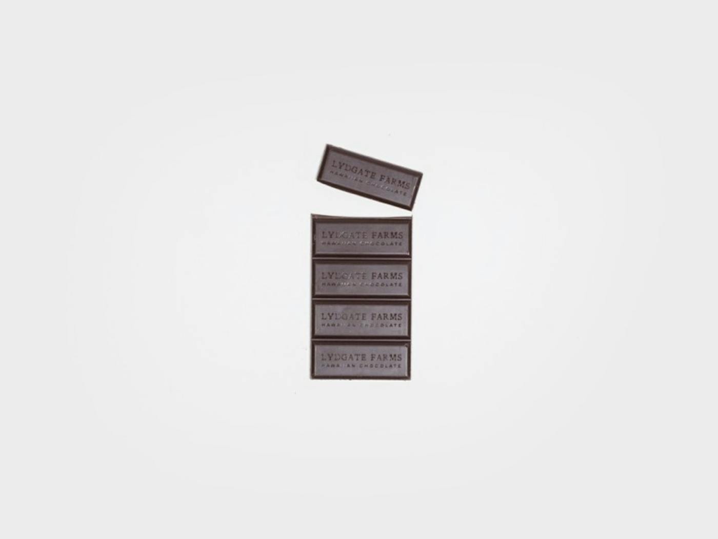 lydgate farms dark chocolate bar on a white background