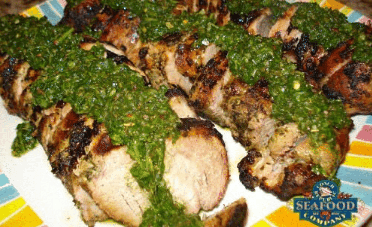 pork tenderloin with chimichuri Irma relief locals cookout