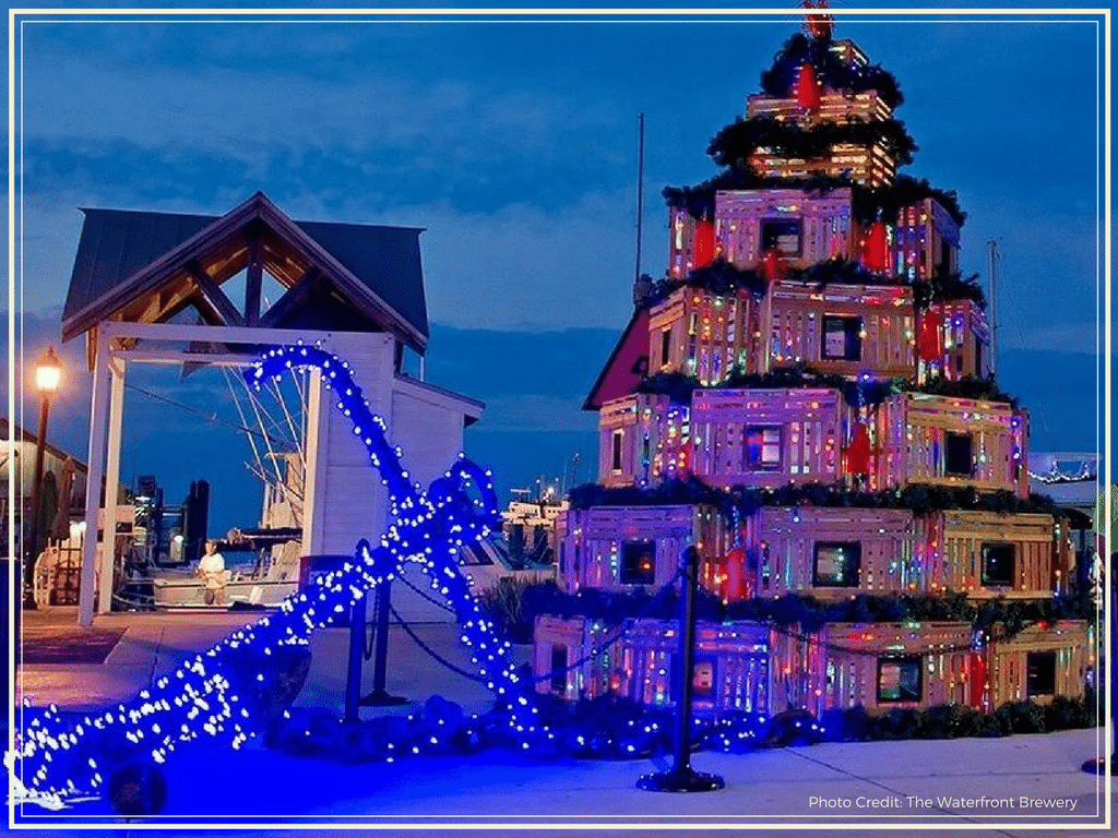 lit up lobster trap christmas tree