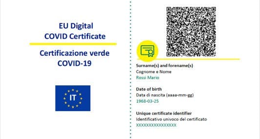 certificazione verde covid-19 Italia