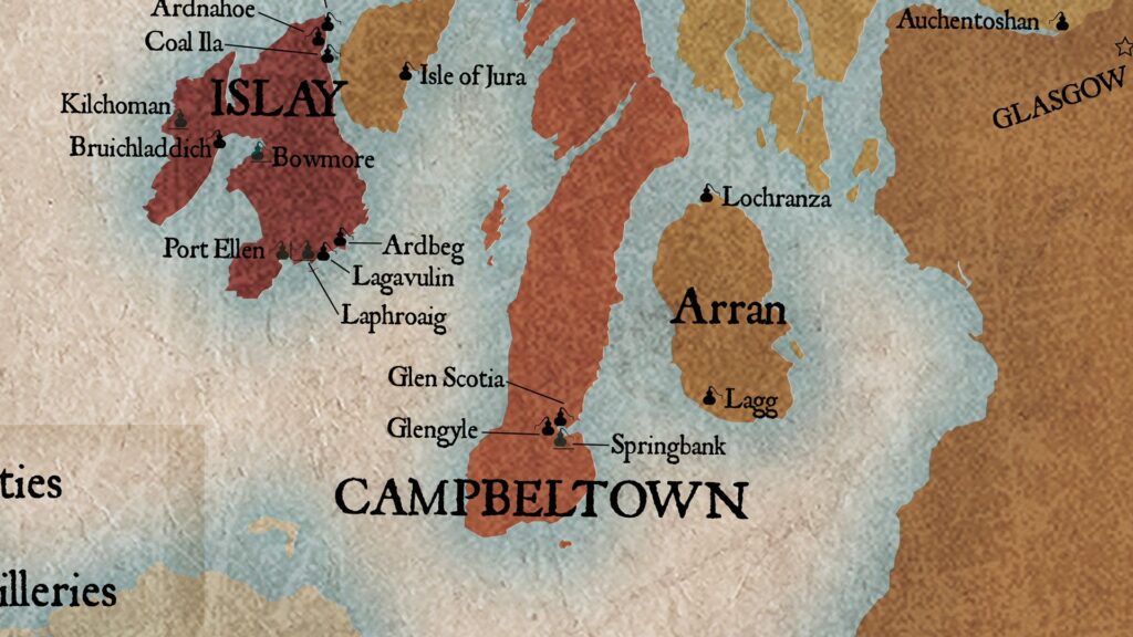 Campbeltown Region - Scotch Whisky Distillery Map