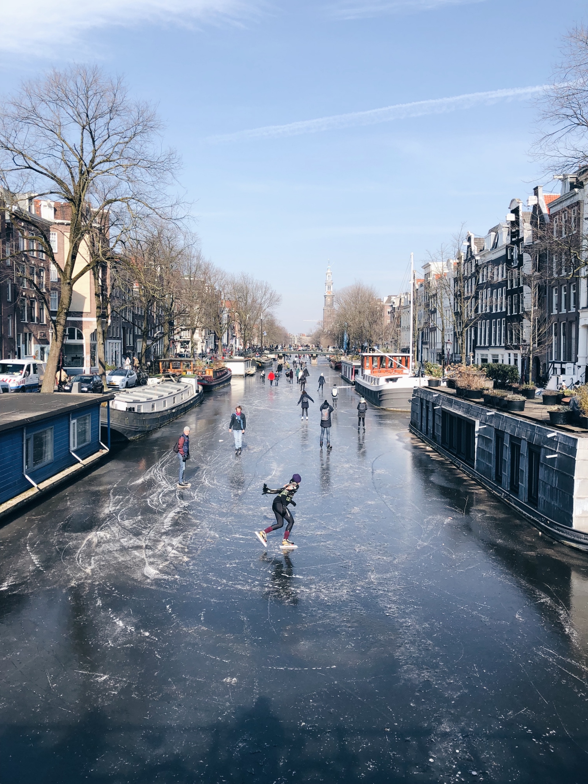 Ice skating on the Amsterdam Canals