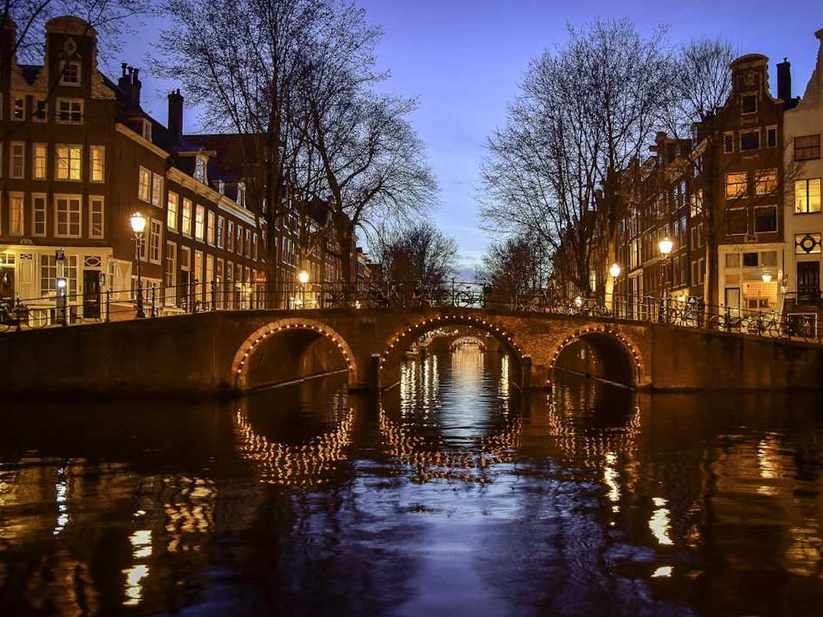 Amsterdam canal tour in the night