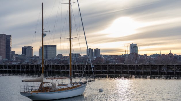 Boston Harbor Sunset Sailboat