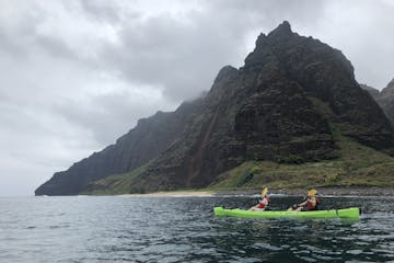 Kayaking along the Na Pali Coast in Kauai