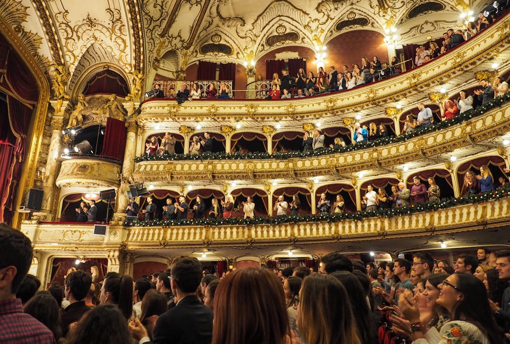 interior of a theatre filled with people