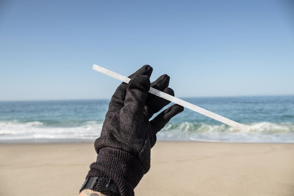 A plastic straw found during beach clean-up at Aliso Creek