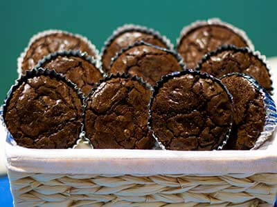 A basket of Mrs Capt Dave's Triple Fudge Brownies