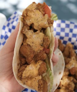 a close up of food crawfish tacos