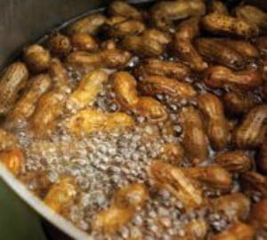 a pot boiling peanuts