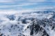A bird's eye view of a snowy mountain range