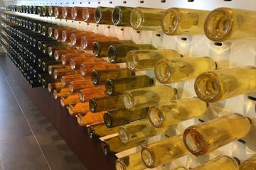 bottles of wine against wall