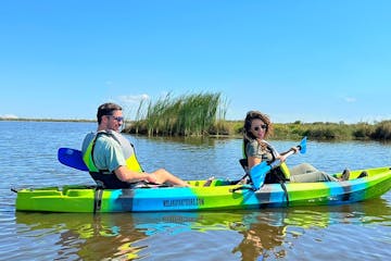 A couple on a kayak in the water