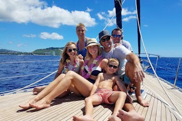 A family of six enjoying sailing aboard the SV Shalimar