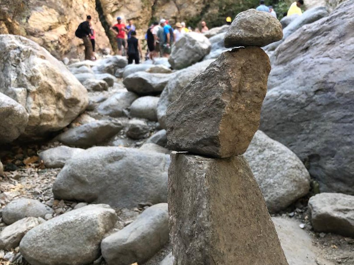 stacked rocks eaton canyon waterfall