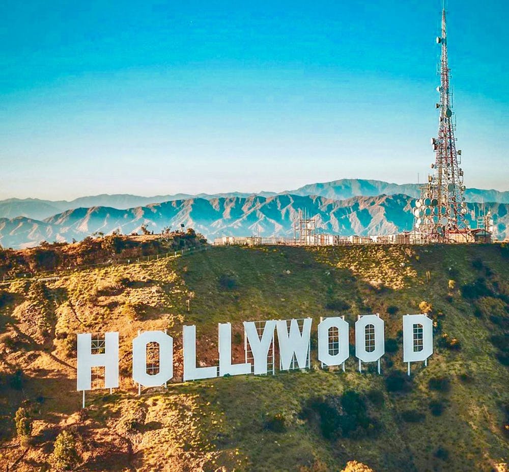 a close up of Hollywood Sign