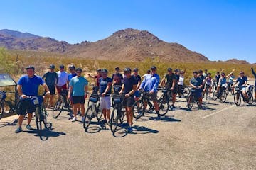 a group of people on an electric bike tour of joshua tree