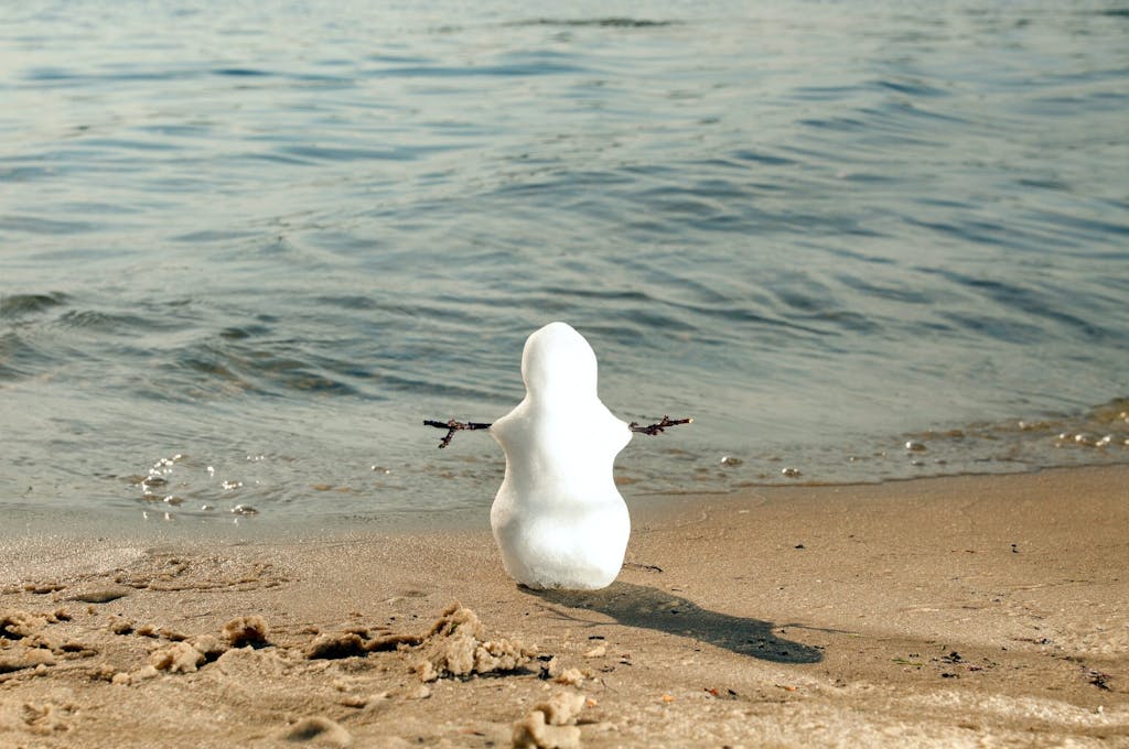 Snowman on a beach