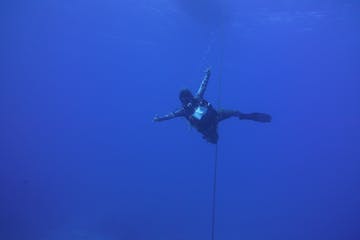 Lone scuba diver underwater