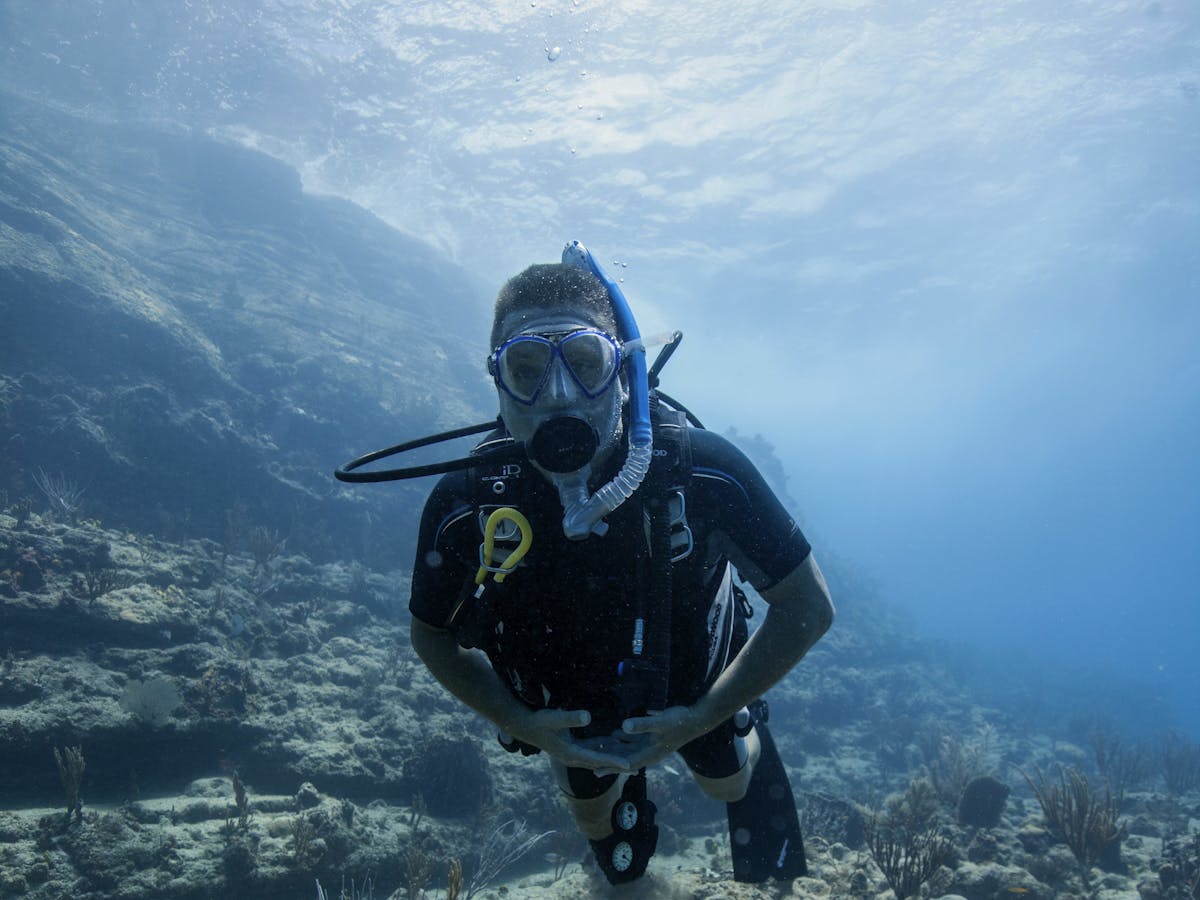 man with scuba gear underwater