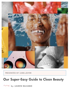 screenshot of a headline offering a solution "our super-easy guide to clean beauty"
