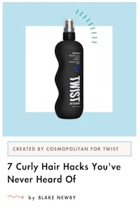 screenshot of a headline using numbers "7 curly hair hacks you've never heard of"