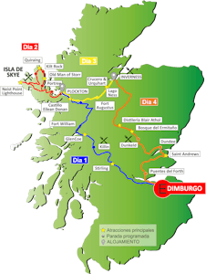 Mapa Escocia - Tour Español