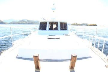 fish eye view of front of boat