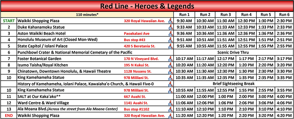 red line schedule 8-22