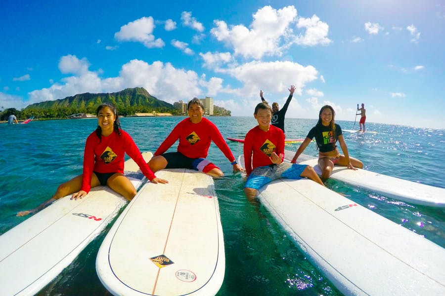 surfing class with kids