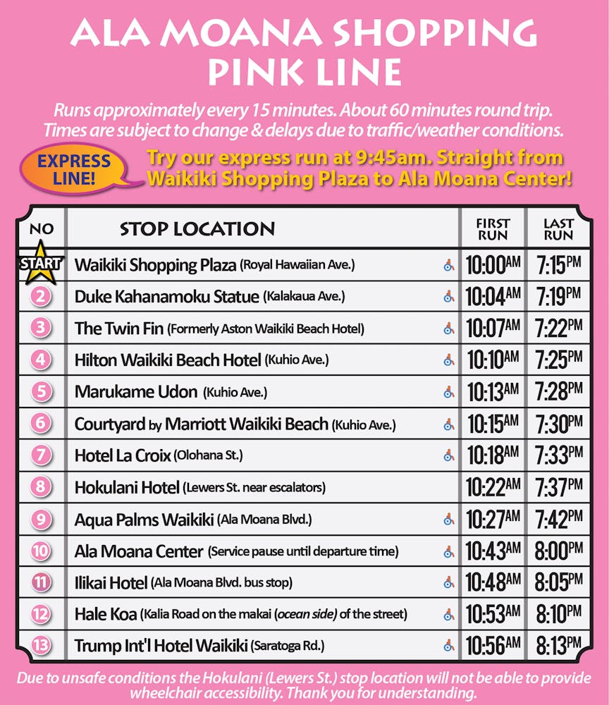 Pink Line Schedule 05 01 2023