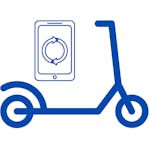 blue phone and scooter icon