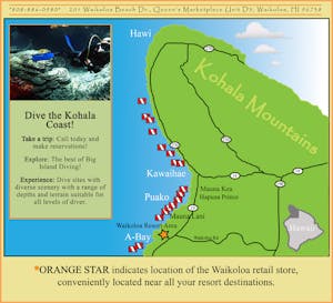 Kohala Coast, Hawaii dive location map