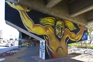 A photo of the colossus mural