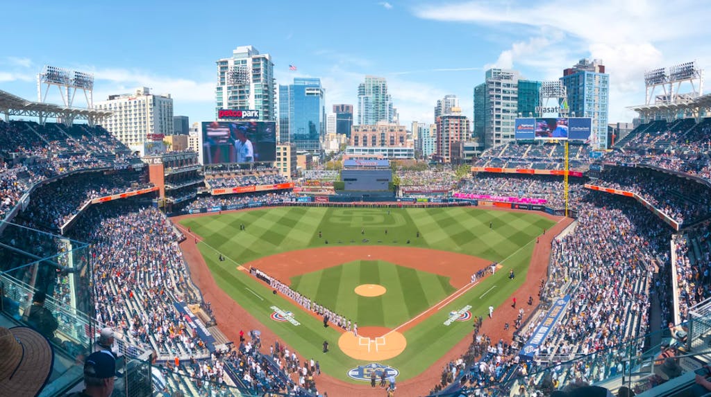 a view of a city from petco park