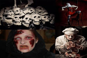 collection of skull pictures, people in scary costume