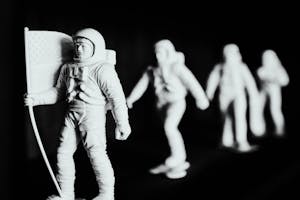 astronaut figures walking