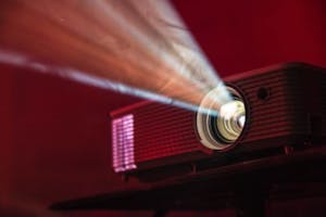 a close up of a movie projector on