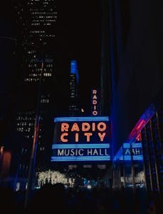 radio city music hall sign in neon lights