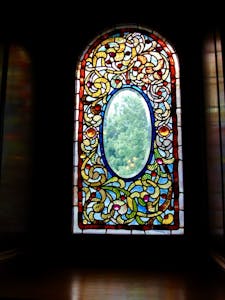 Stained glass in Craigdarroch Castle in Victoria, BC