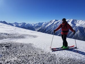 Skier on top of a mountain