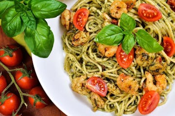 A look at a lovely plate of pasta with shrimp