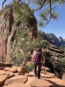 A person hiking Angels Landing in Zion National Park
