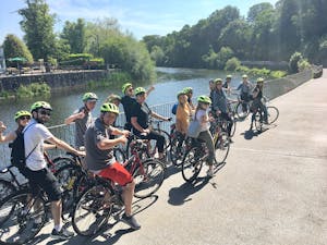 Group of people riding bicycles on the waterford greenway ireland