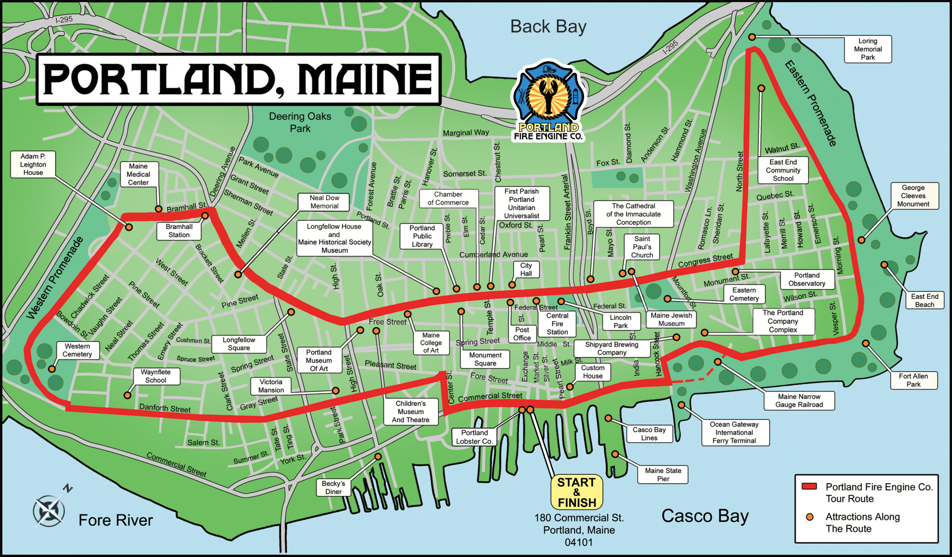 Portland Maine Tour Map.