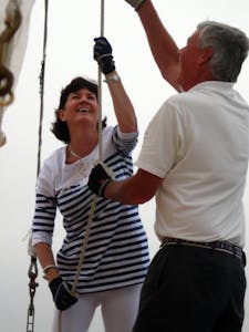 Raising Sails on Selina II, St Michaels MD. Discover the joy of raising a sail and enjoy a unique sailing experience aboard our classic sailboat